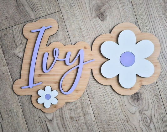 Popped Two names with Flowers Name Plaque