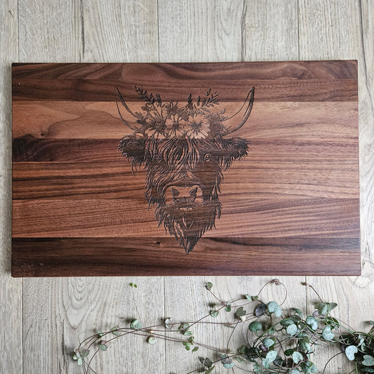 Highland Cow Walnut Board