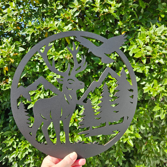 Stag Scene Circle Wall Art