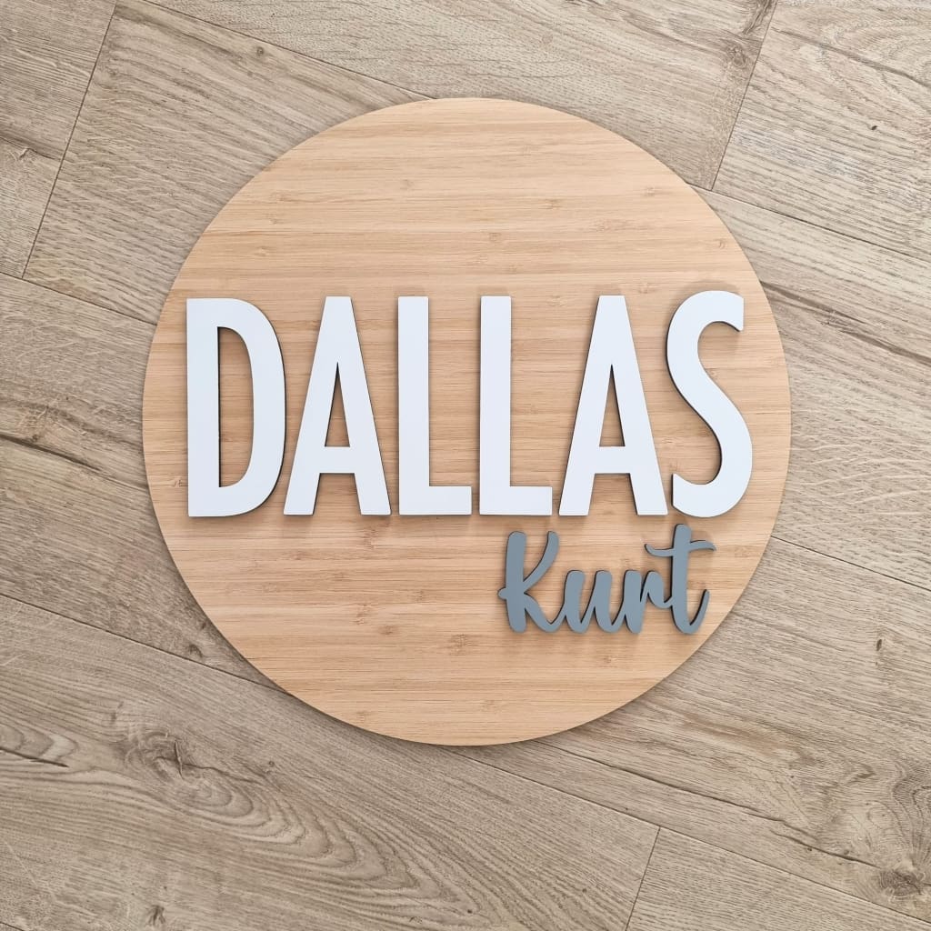 Two Names On Bamboo - Laser Cut Name Plaque