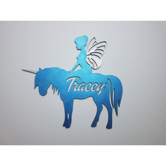 Unicorn Fairy Name Plaque With Free Personalisation - Laser Cut Name Plaque