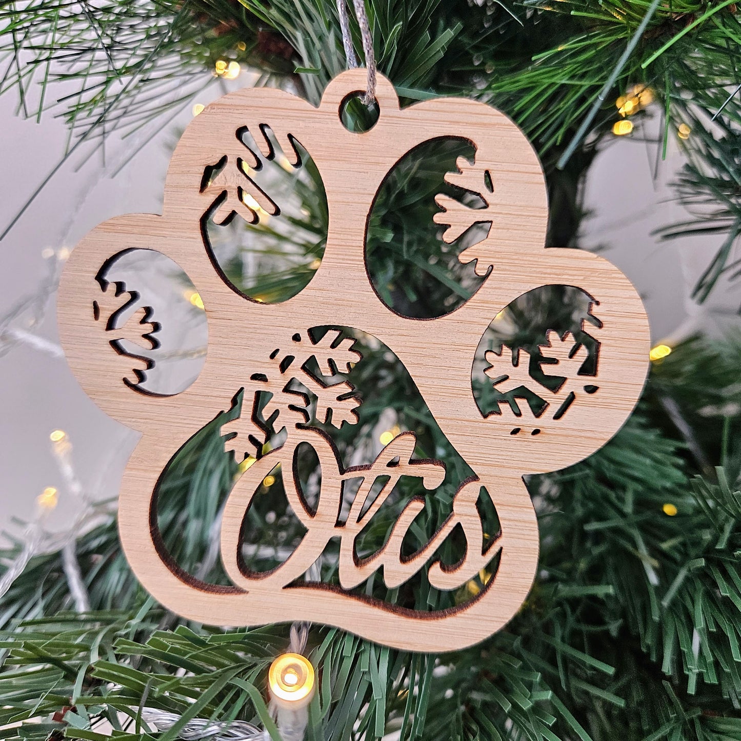 Dog Paw Christmas Bauble Personalised