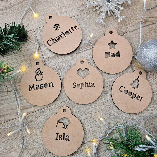 Personalised Paint-Your-Own Christmas Bauble – MDF Craft Decoration