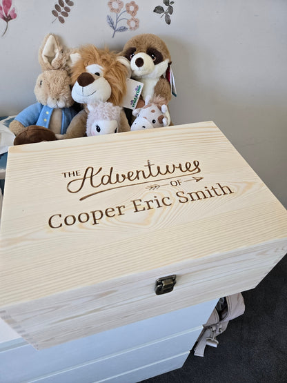 Keepsake Box Pine Engraved The Adventures Of Personalised (Pre-Order)