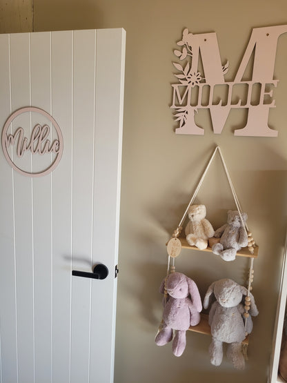 Monogram Letter With Name Floral Wreath