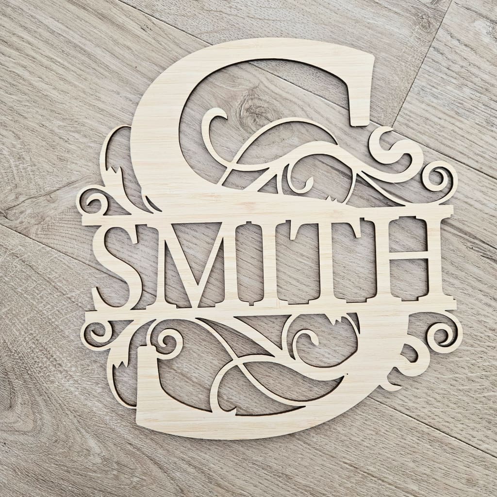 Bamboo Monogram Letter With Name - Laser Cut Name Plaque