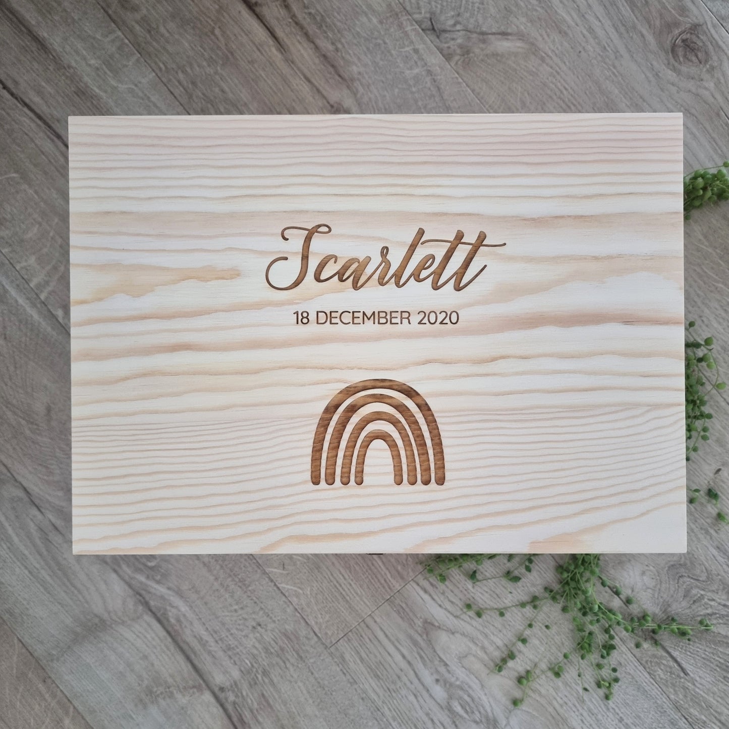 Engraved Rainbow Pine Box - Keepsake Box