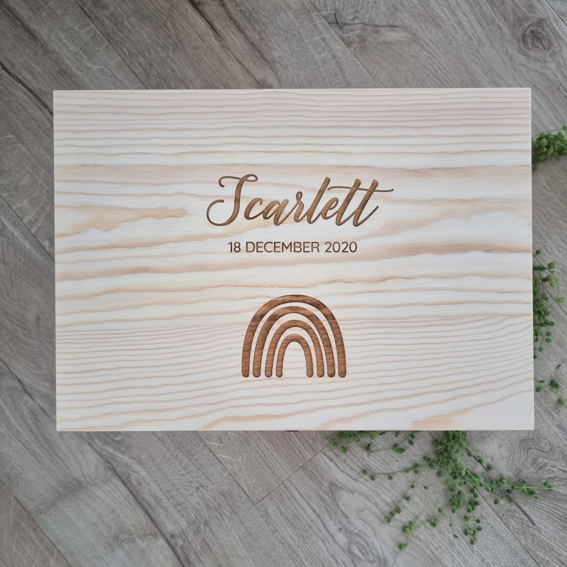 Engraved Rainbow Pine Box - Keepsake Box