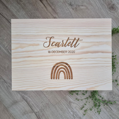 Engraved Rainbow Pine Box - Keepsake Box