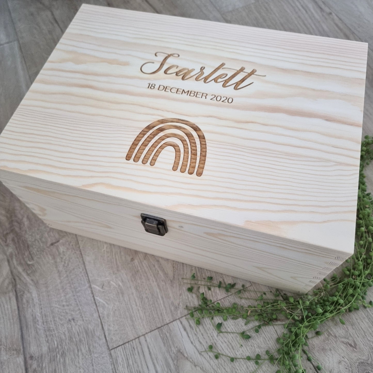 Engraved Rainbow Pine Box - Keepsake Box