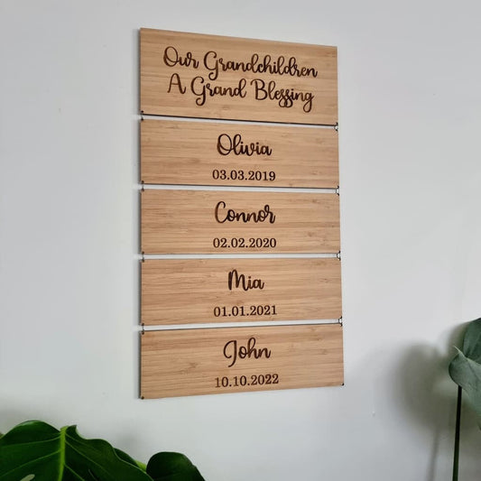 Hanging Grandchildren Bamboo Sign - General Signs