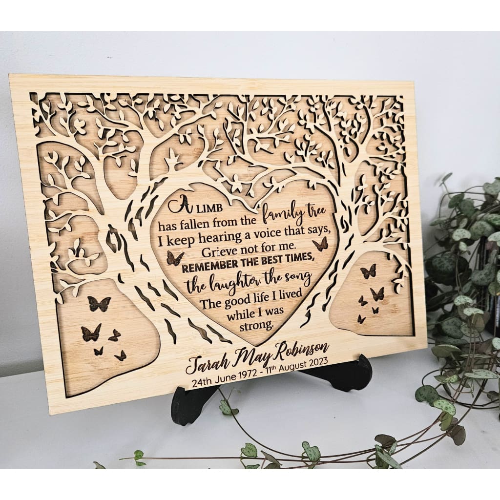 Memorial Plaque- A Limb Has Fallen - Pine Sign