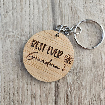 Mothers Day Keychains - Best Ever Grandma flower Kids
