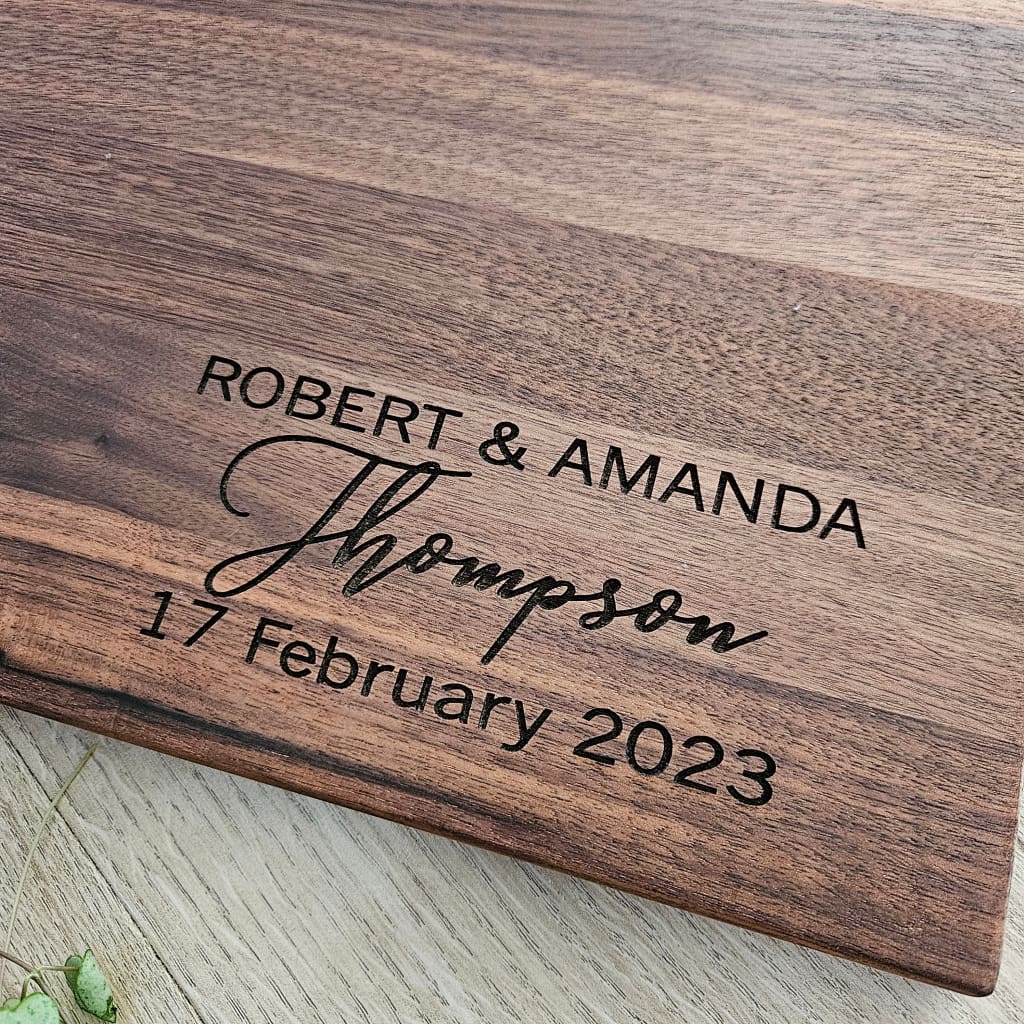Name and Dates Walnut Board - Cheese Boards