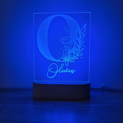 Night Light Floral Letter Personalised Name - Night Light