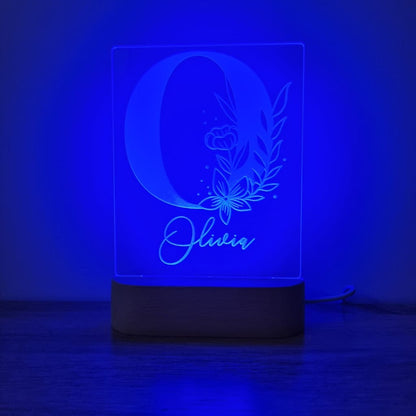 Night Light Floral Letter Personalised Name - Night Light