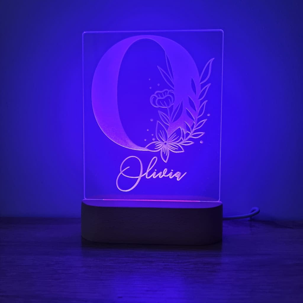 Night Light Floral Letter Personalised Name - Night Light