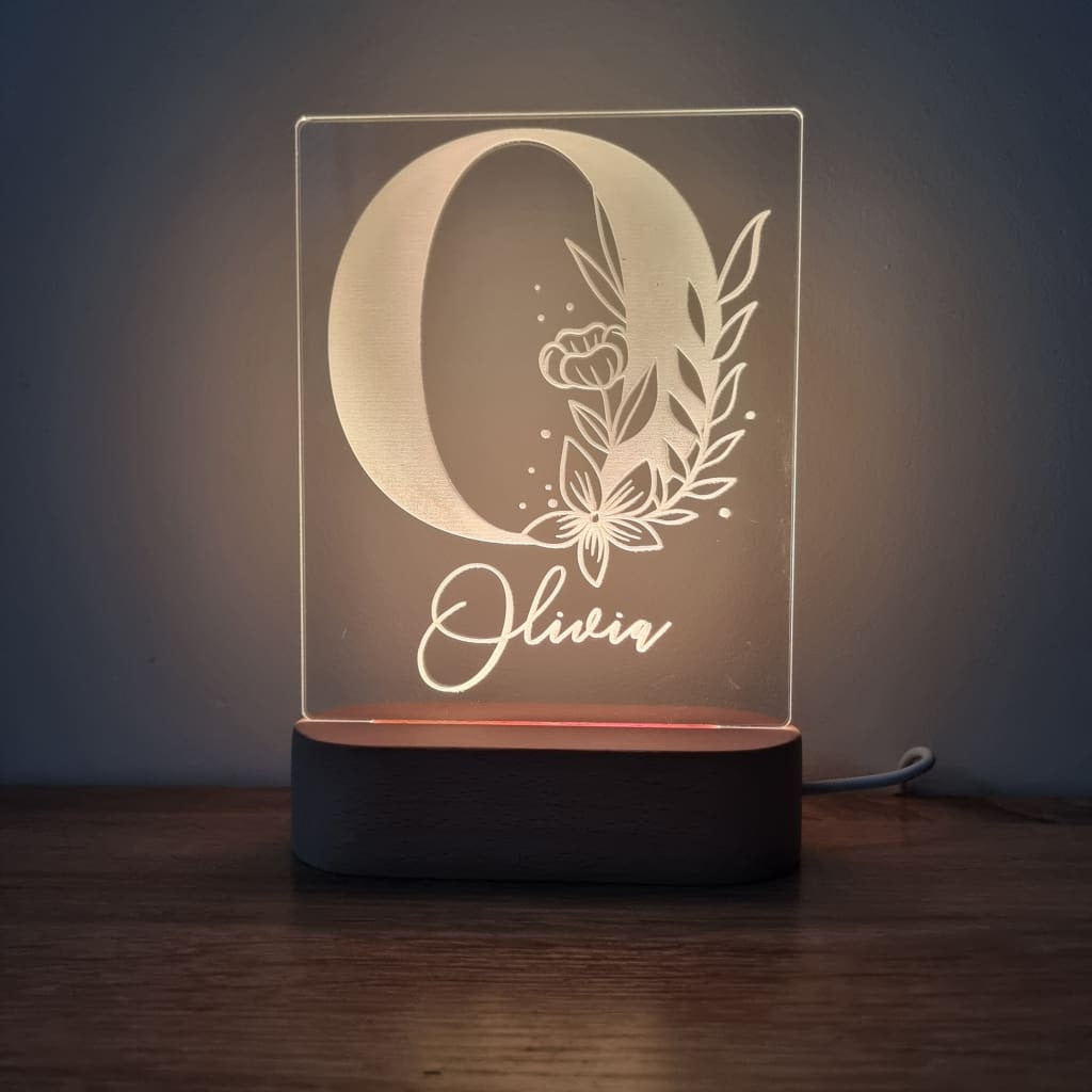 Night Light Floral Letter Personalised Name - Night Light