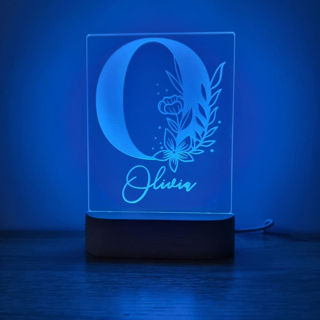 Night Light Floral Letter Personalised Name - Night Light