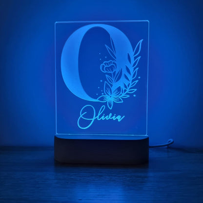 Night Light Floral Letter Personalised Name - Night Light