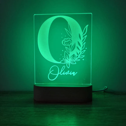 Night Light Floral Letter Personalised Name - Night Light