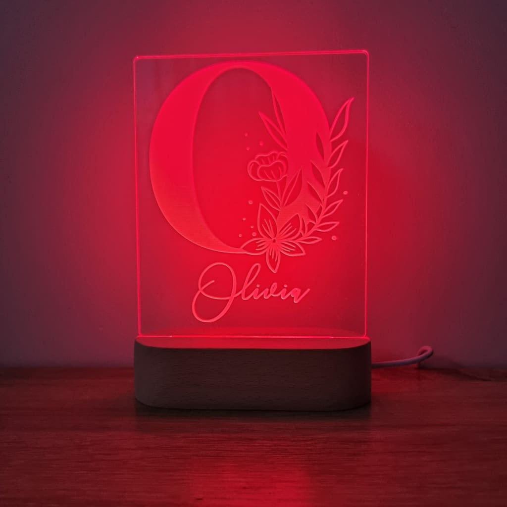 Night Light Floral Letter Personalised Name - Night Light