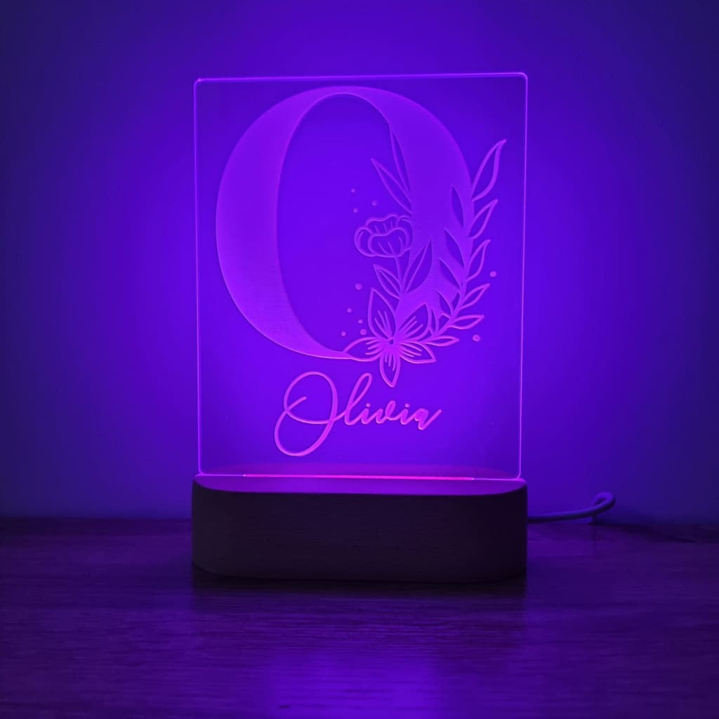 Night Light Floral Letter Personalised Name - Night Light