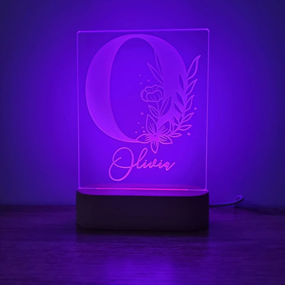 Night Light Floral Letter Personalised Name - Night Light