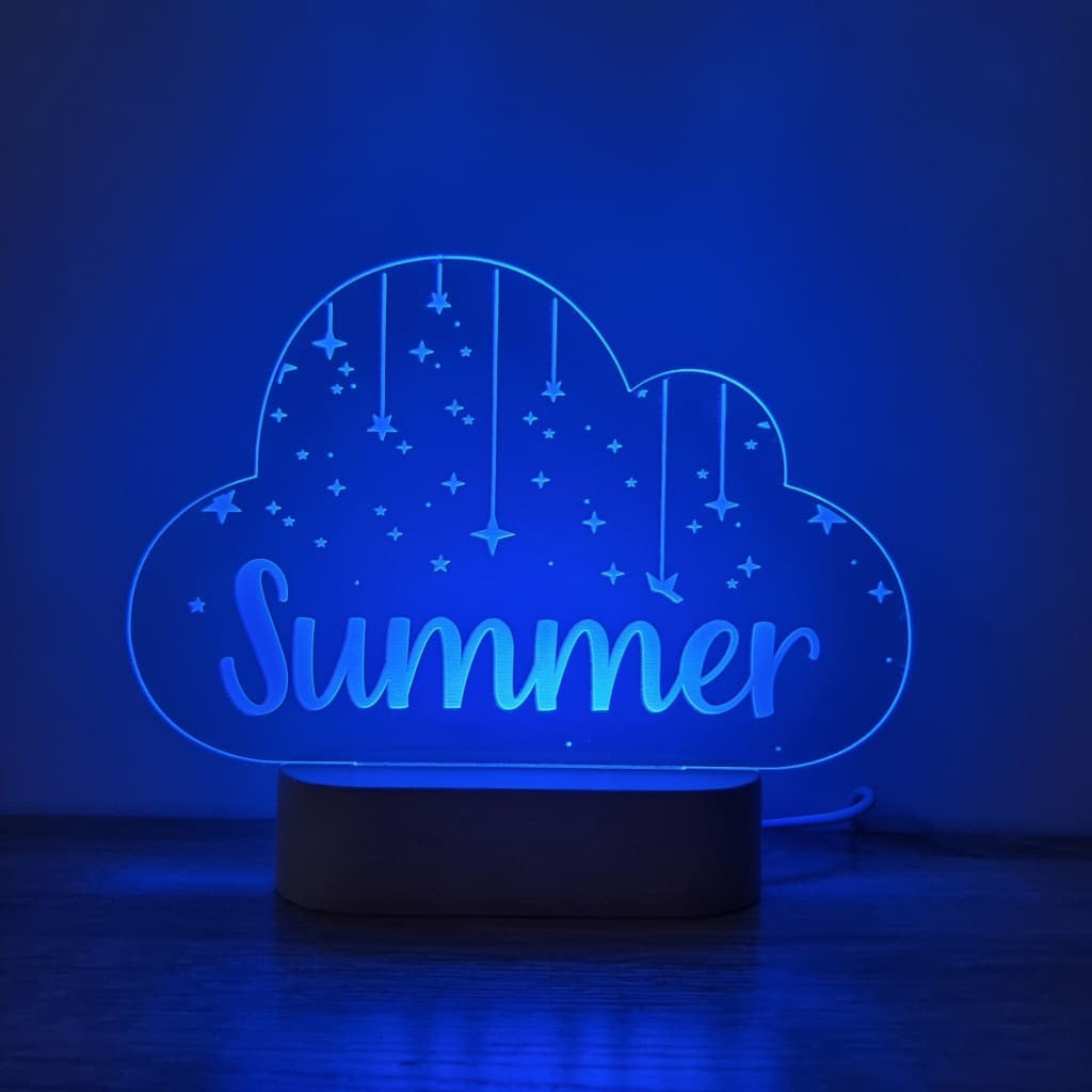 Night Light Stars On Strings Personalised Cloud Shape - Night Light