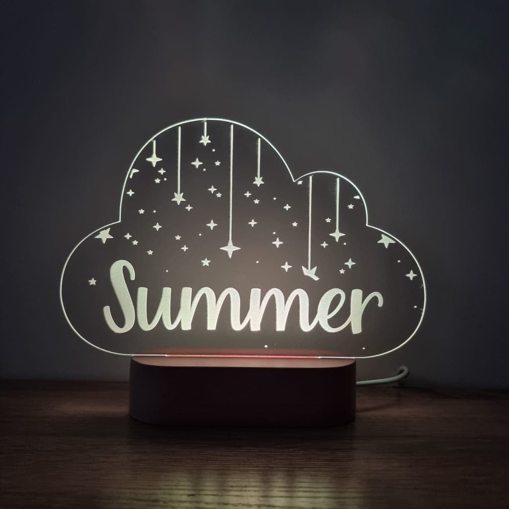 Night Light Stars On Strings Personalised Cloud Shape - Night Light