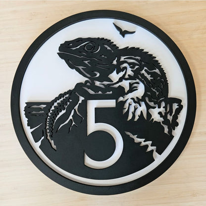 NZ Five cent Coin Wall Art - Black front white back - Geometric Animals