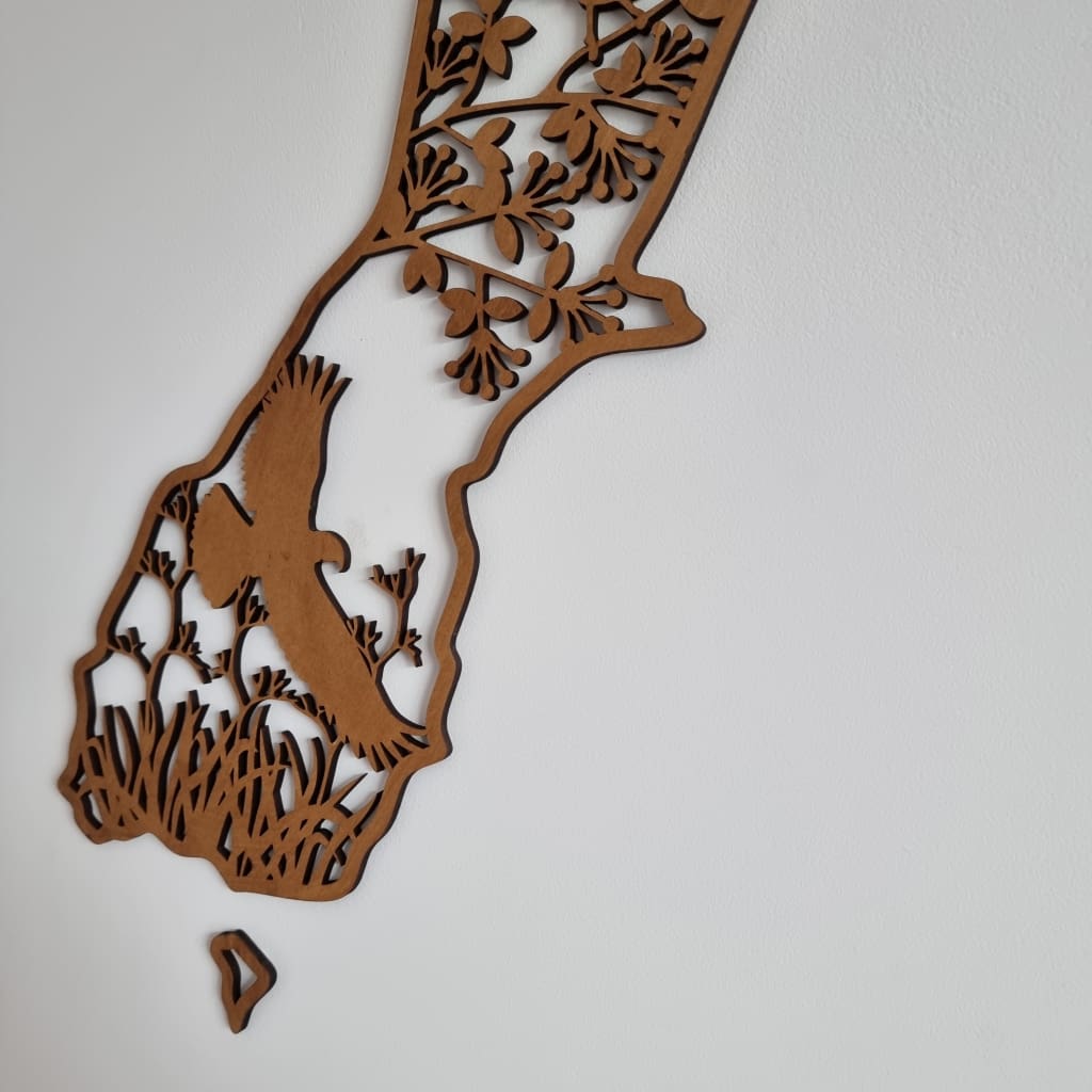 NZ Native Birds Map - Geometric Animals