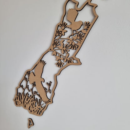 NZ Native Birds Map - Geometric Animals