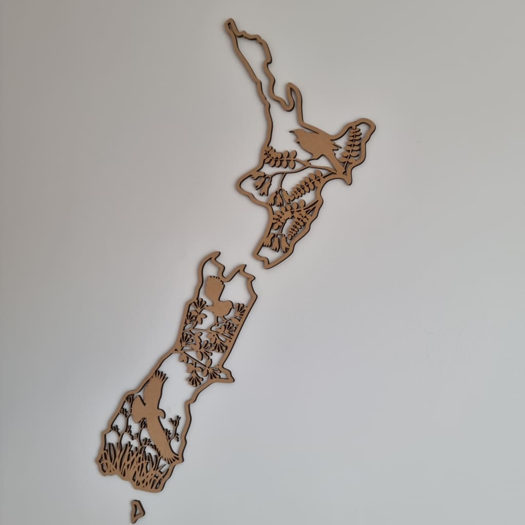 NZ Native Birds Map - Geometric Animals