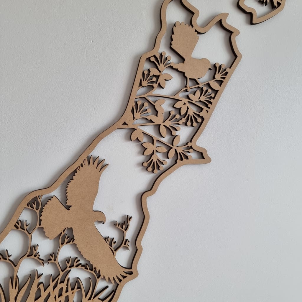 NZ Native Birds Map - Geometric Animals