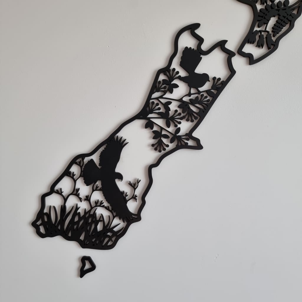 NZ Native Birds Map - Geometric Animals