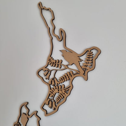 NZ Native Birds Map - Geometric Animals