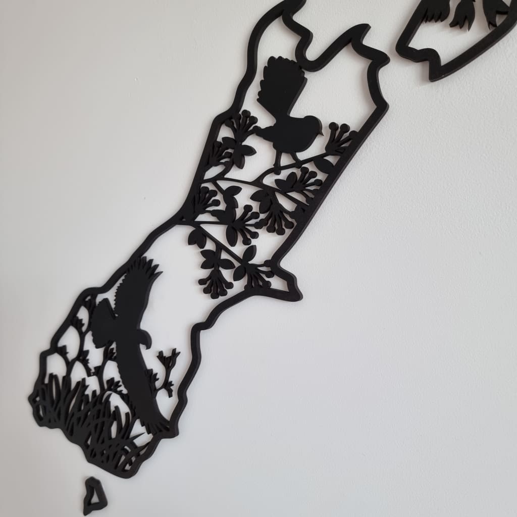 NZ Native Birds Map - Geometric Animals