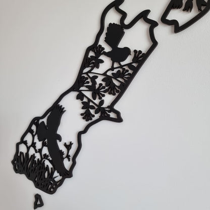 NZ Native Birds Map - Geometric Animals