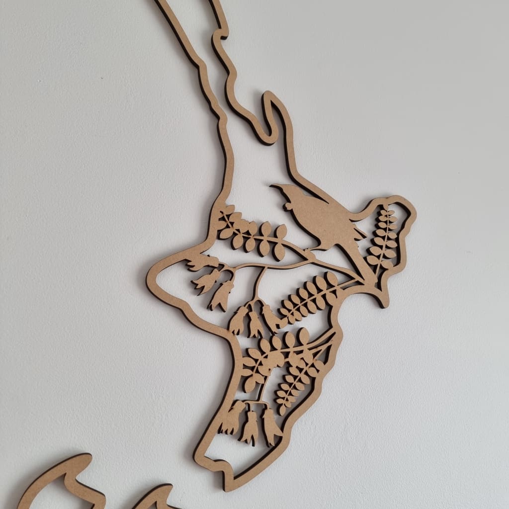 NZ Native Birds Map - Geometric Animals