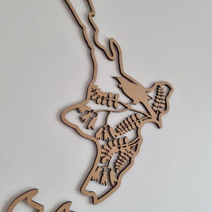 NZ Native Birds Map - Geometric Animals