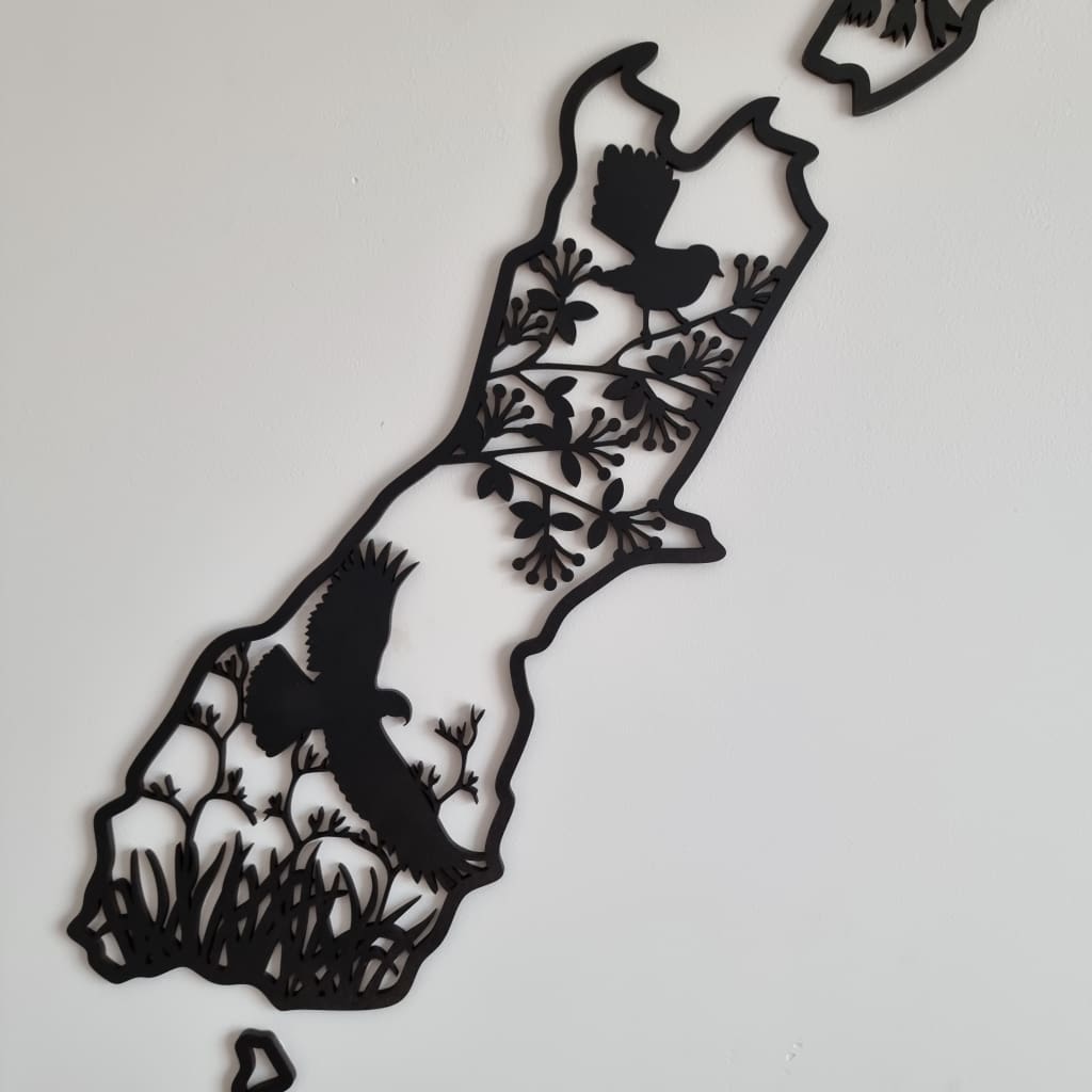 NZ Native Birds Map - Geometric Animals