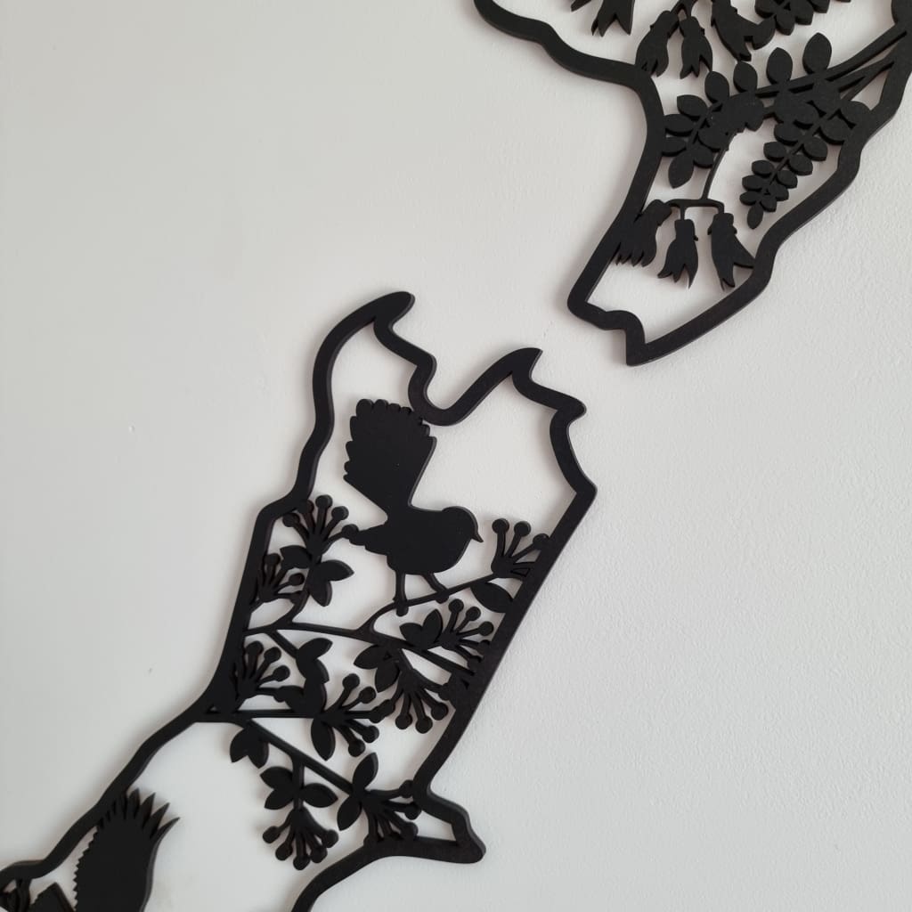 NZ Native Birds Map - Geometric Animals