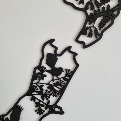 NZ Native Birds Map - Geometric Animals