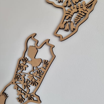 NZ Native Birds Map - Geometric Animals