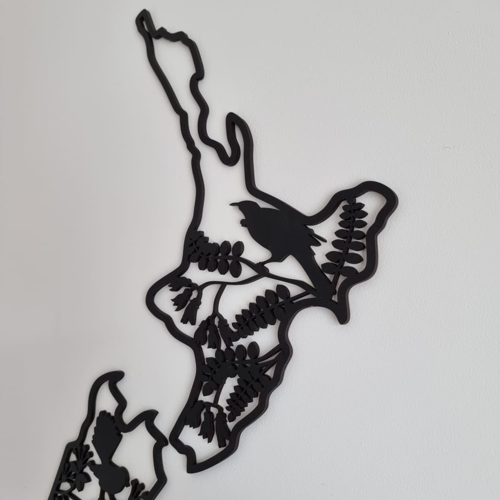 NZ Native Birds Map - Geometric Animals