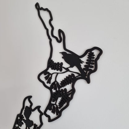 NZ Native Birds Map - Geometric Animals