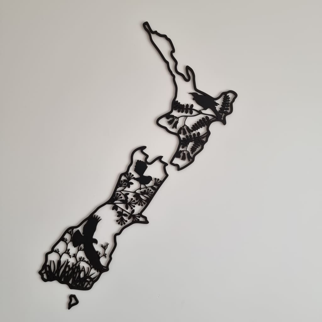 NZ Native Birds Map - Geometric Animals