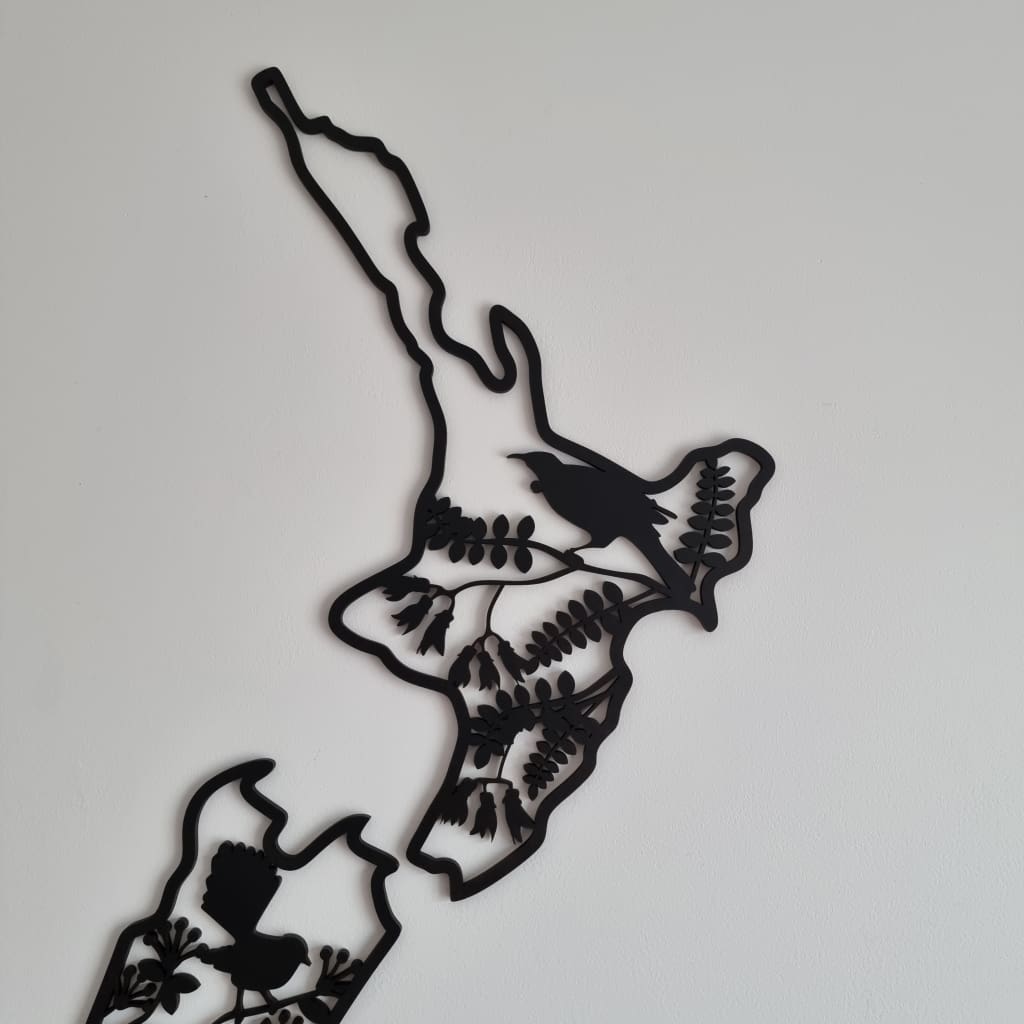 NZ Native Birds Map - Geometric Animals