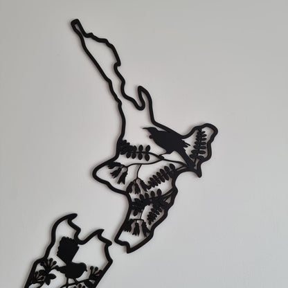 NZ Native Birds Map - Geometric Animals
